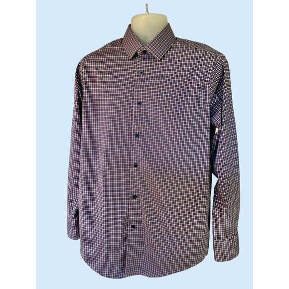 PERRY ELLIS PORTFOLIO THE TECH+SHIRT SLIM FIT COLLARED BUTTON DOWN PLAID SHIRT M - Picture 1 of 6